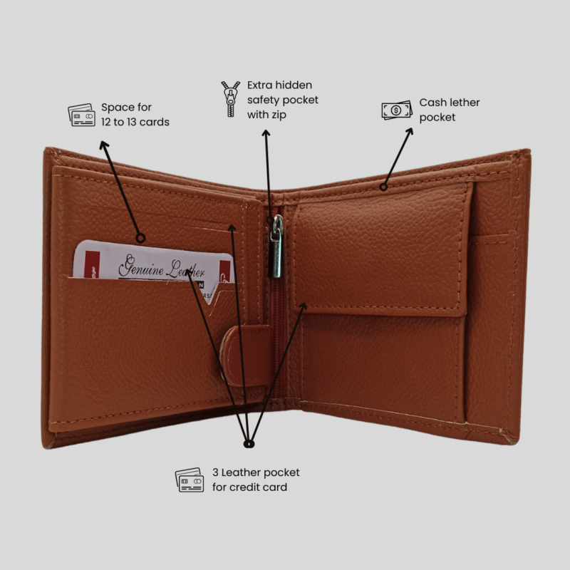 Dermis The Classic Genuine Leather Bifold Wallet (DLW-02) - Image 3